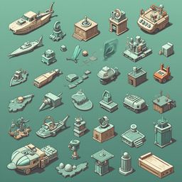 A grid of 25 unique spaceships and vehicles, varying in size and design, populates a vibrant scene.