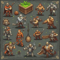 A grid of sixteen colorful villains, each with unique weapons and attire, stands against a dark background.