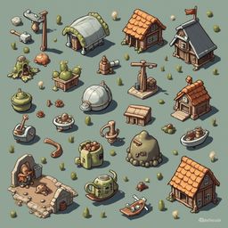 An illustration of whimsical, house-shaped objects in various colors and styles, set against a light green backdrop.