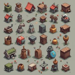 An isometric collection of miniature houses and buildings in various styles, colors, and materials, set against a light green backdrop.